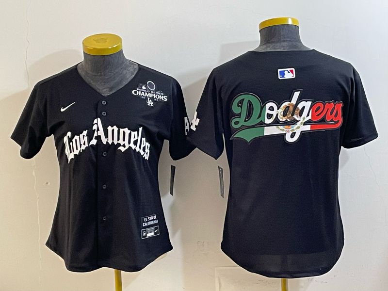 Women 2026 Los Angeles Dodgers Blank Black Game Nike MLB Jersey style 0014